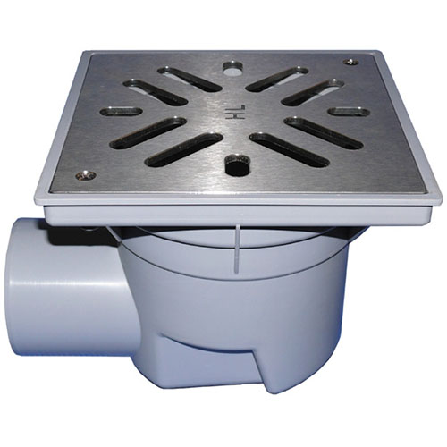 HL605S Трап ПП PERFEKT с гориз. выпуском, решёткой из нерж. стали и клапаном DN110